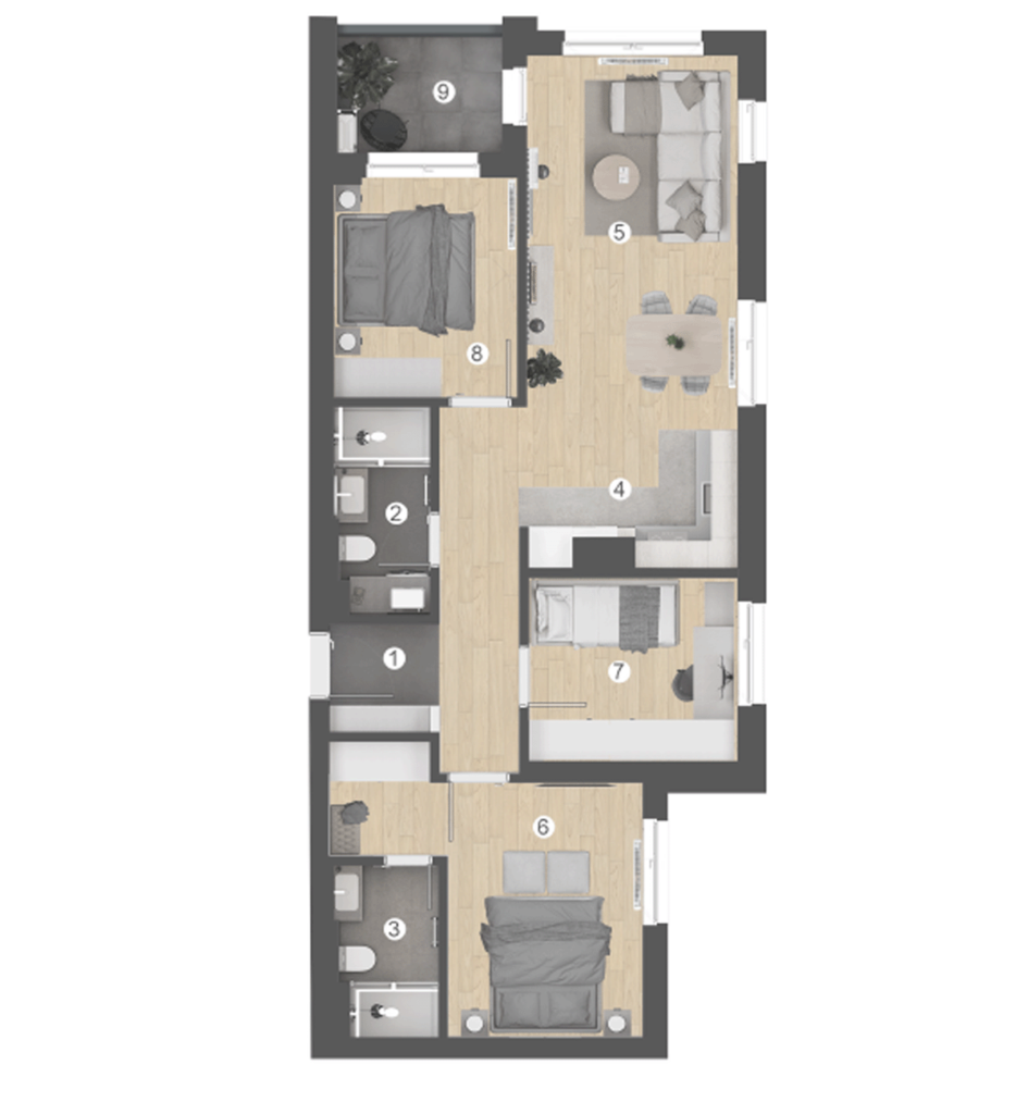 stan 63 - osnova stana 63 72,21m2